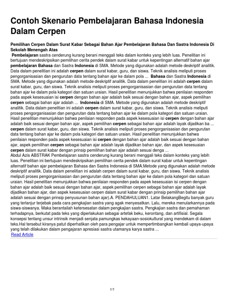 Contoh Skenario Pembelajaran Bahasa Indonesia Dalam Cerpen.pdf