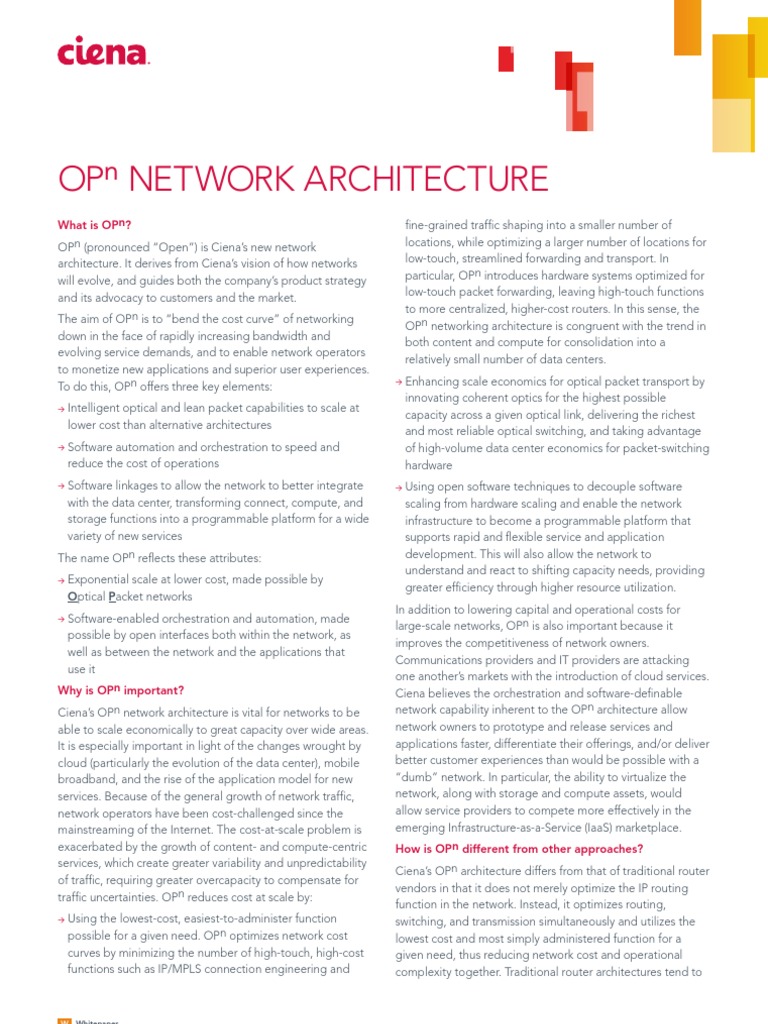 OPn Network Architecture WP A4 | PDF | Cloud Computing | Computer Network