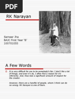 RK Narayan: Sameer Jha BAJC First Year B' 100701055