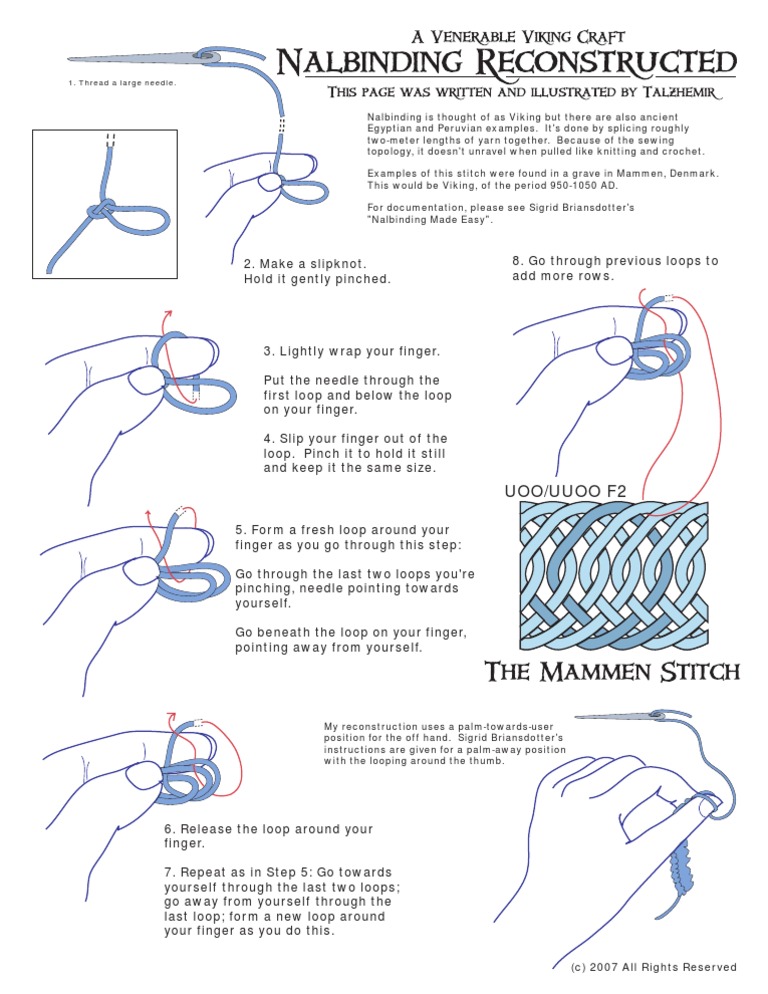 Nalbinding Tutorial: Mammen Stitch Steps | PDF