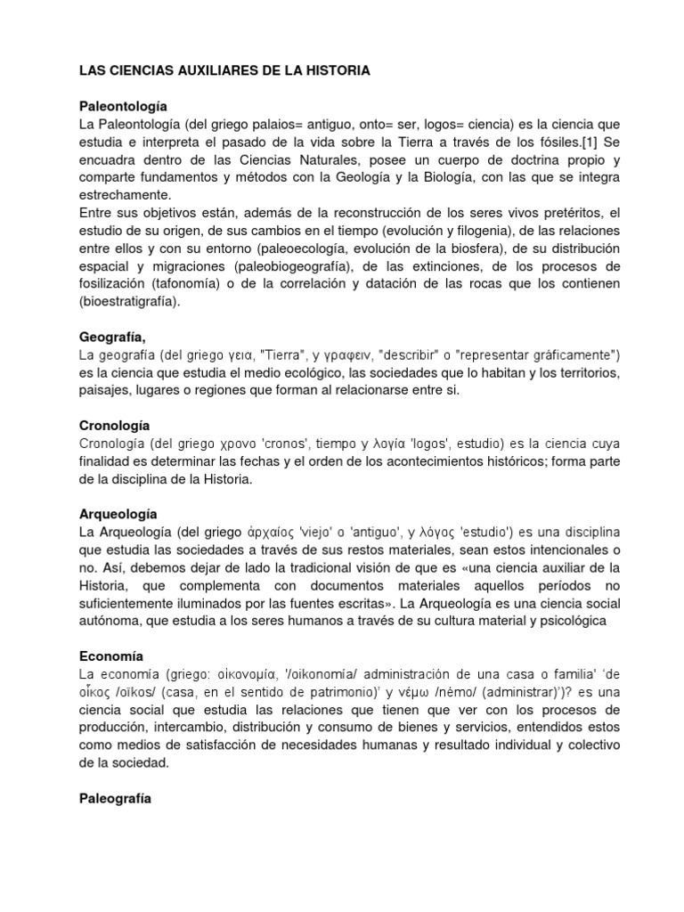 Cuáles son las ciencias auxiliares de la historia