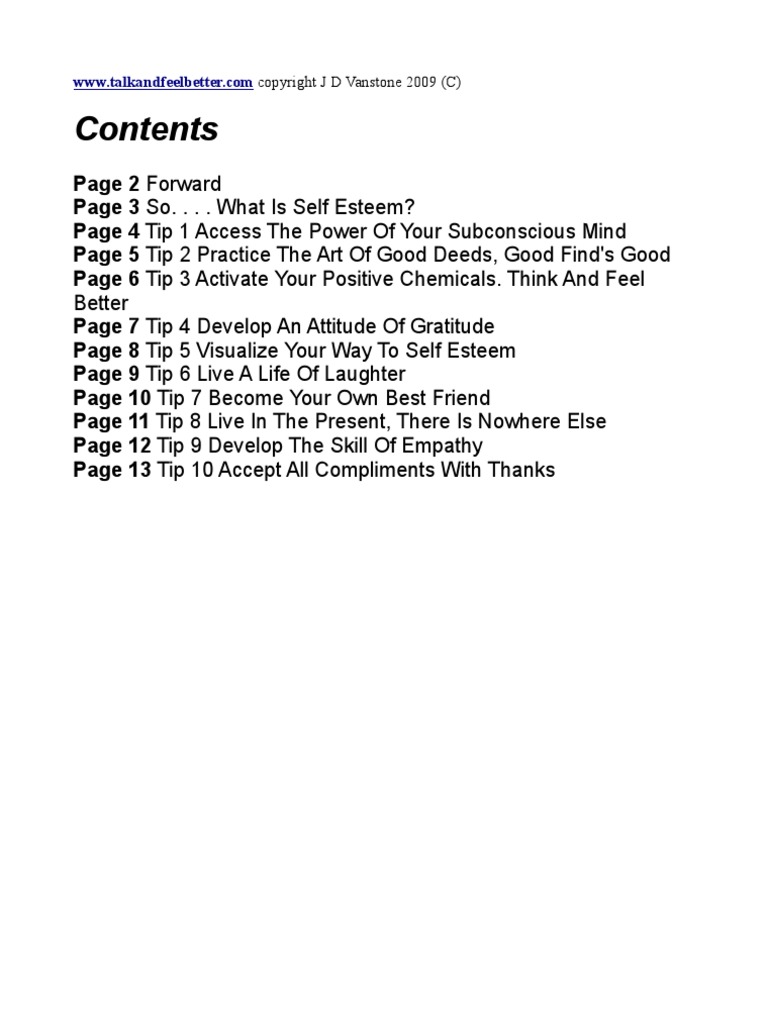 Boost Your Self-Esteem: 10 Tips | PDF