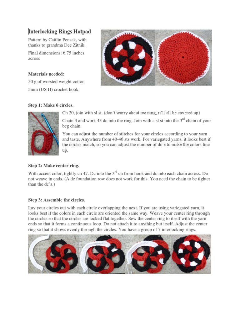 Interlocking Rings Hotpad | PDF | Yarn | Crochet
