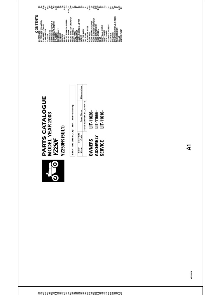 2003 YZ250F Parts and Service Guide | PDF | Carburetor