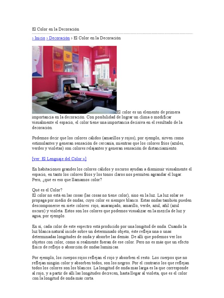 El Color en La Decoración | PDF | Color | Ligero