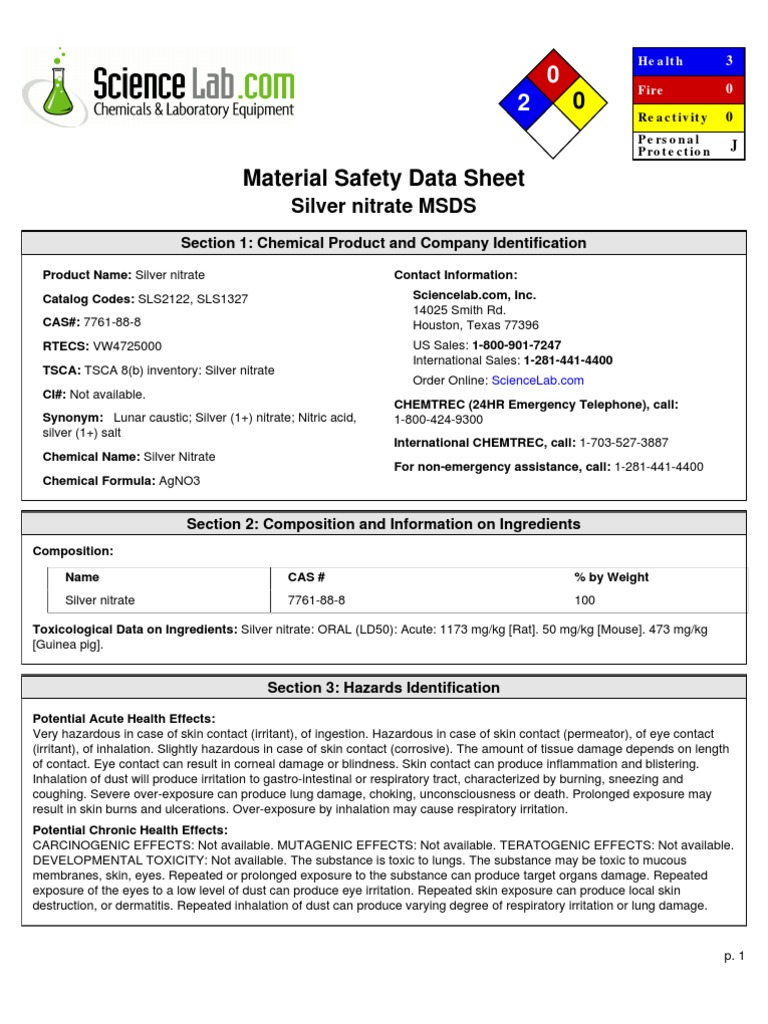 msds Toxicity Dangerous Goods