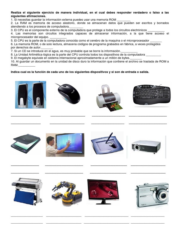 Actividades Hardware | PDF | Memoria del ordenador | Periférico