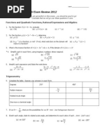 Grade 11 Math Final Exam Review 2012