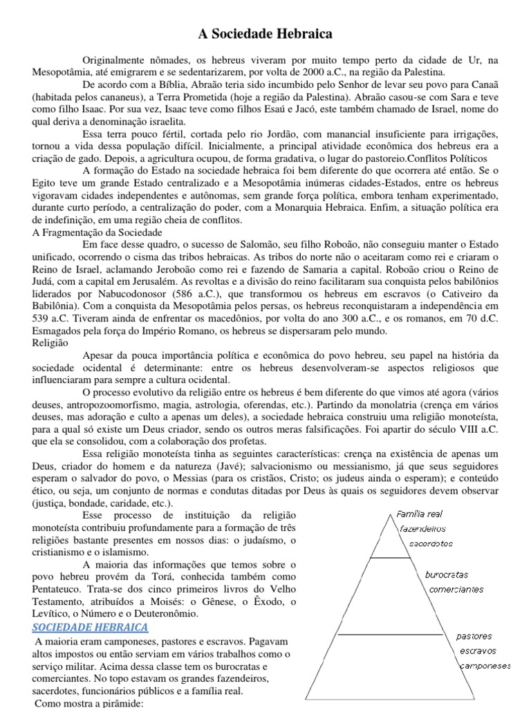 A Sociedade Hebraica Era Patriarcal Explique Essa Frase