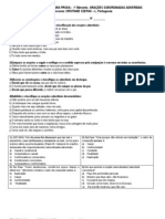 Trabalho de Revisão para Prova or Adverbiais 9º Ano