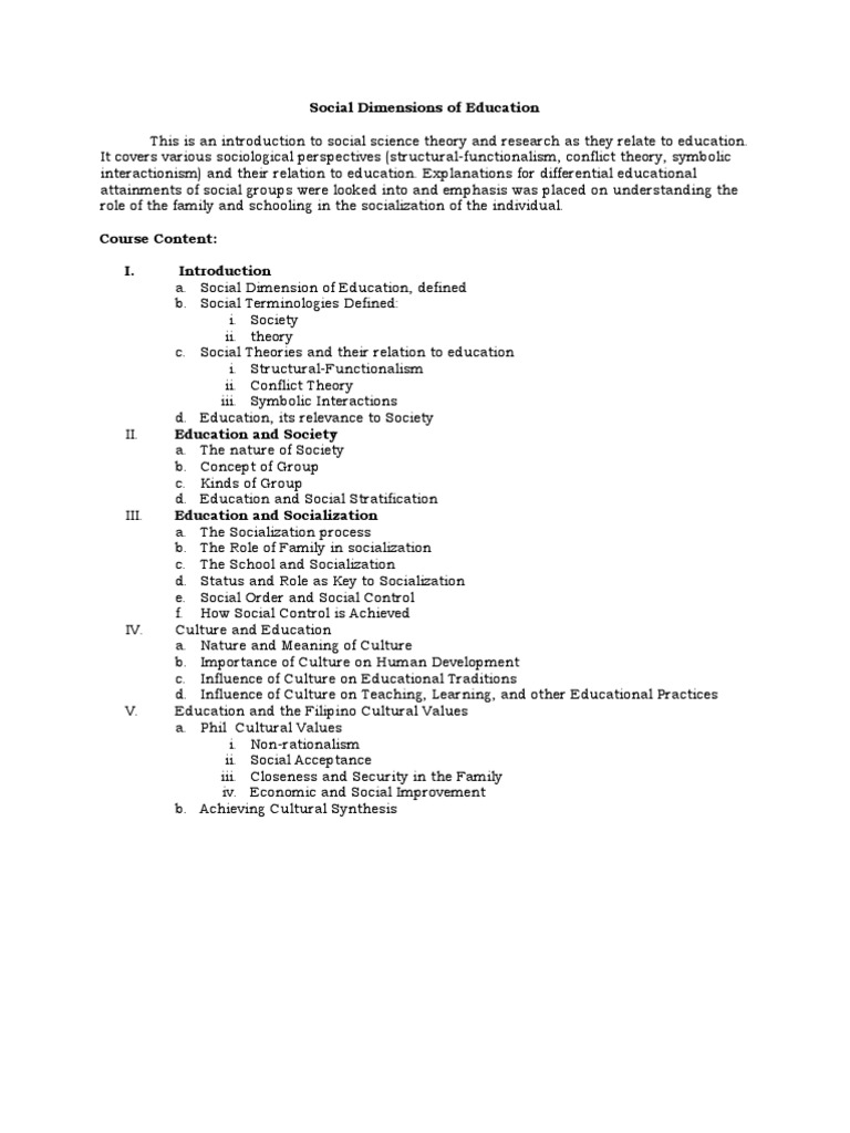 Social Dimensions of Education Explained | PDF | Social Group | Social ...