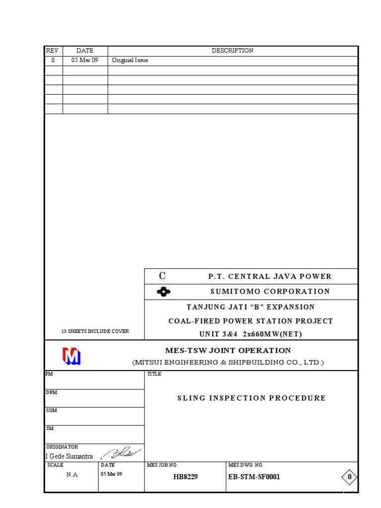 Sling Inspection Procedure PDF Rope Wire