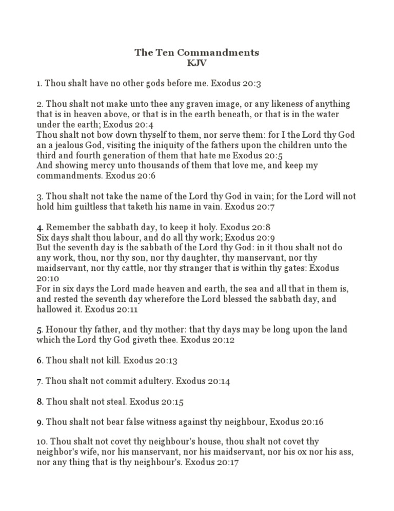 KJV Ten Commandments in Order | PDF | Ten Commandments | Bible Content