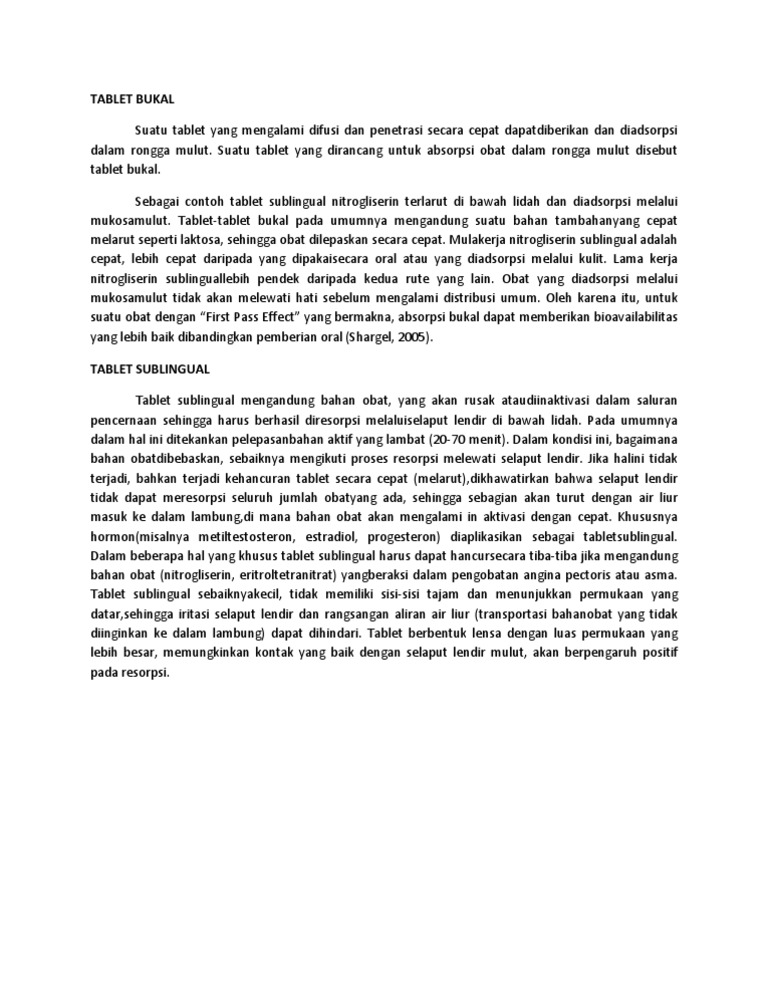 Tablet Bukal: Definisi dan Contoh | PDF