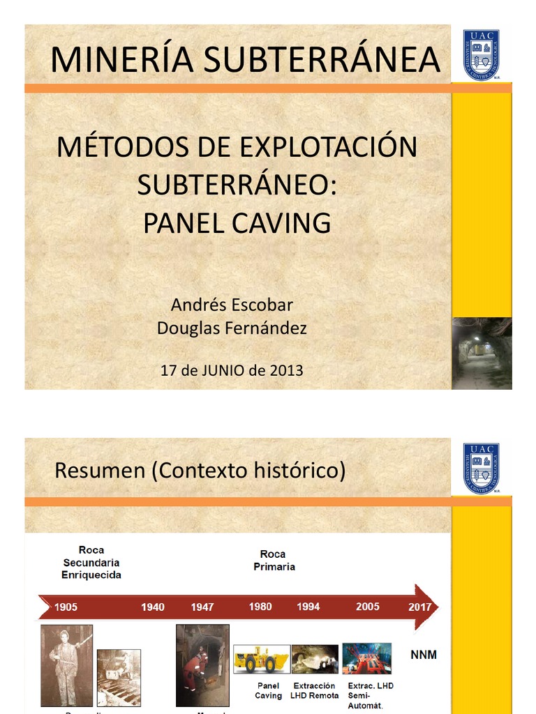 Panel Caving en Minería Subterránea | PDF | Geología económica | Minería