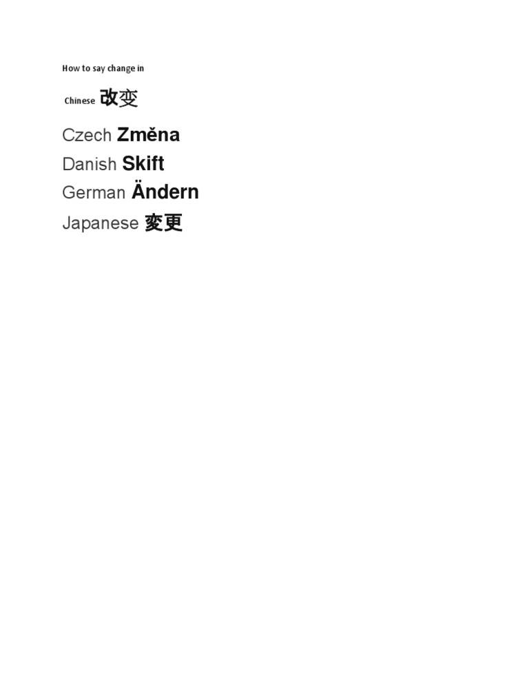 Change in Different Languages | PDF | Career & Growth