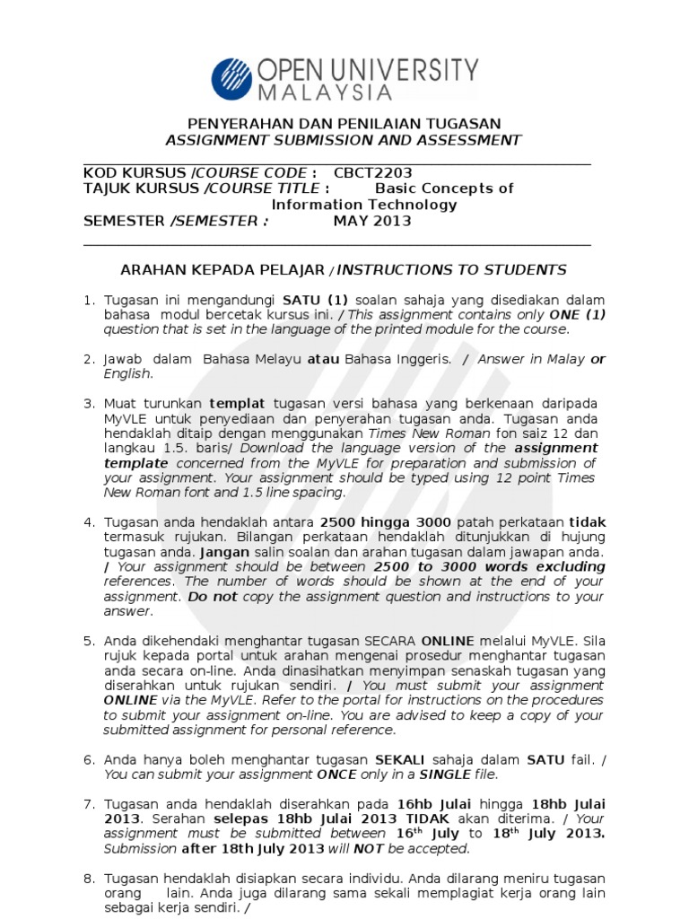OUM Assignment Submission Guidelines | PDF | Supply Chain | Information ...