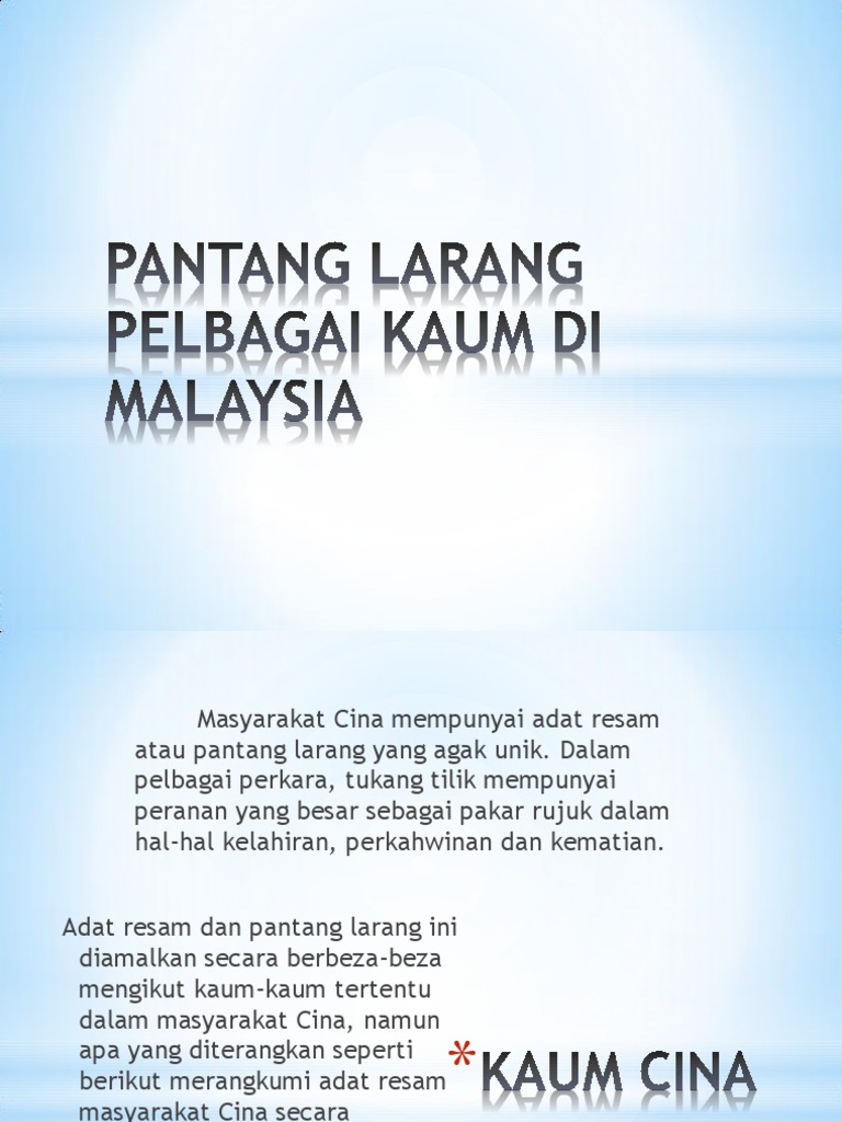 Pantang Larang Pelbagai Kaum Di Malaysia Pdf