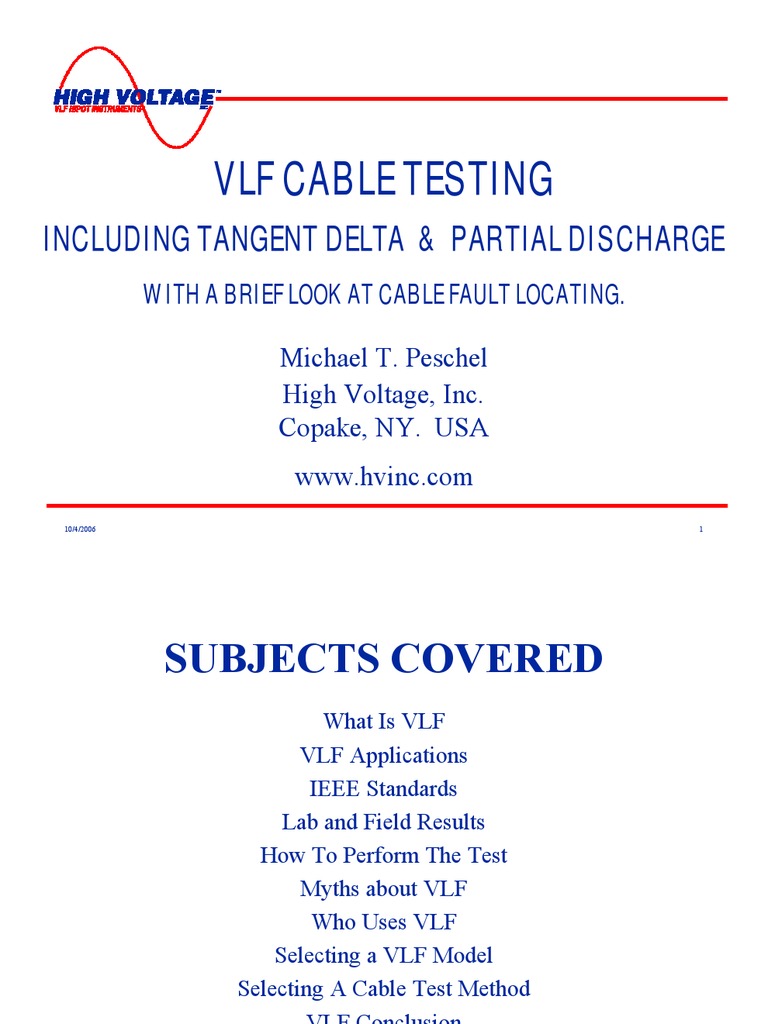 VLF Cable Testing Overview and Standards | PDF | Capacitor ...