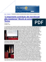 Convegno meridionali e resistenza 16/06/2013. Rassegna stampa regione Calabria. CALABRIA ON WEB