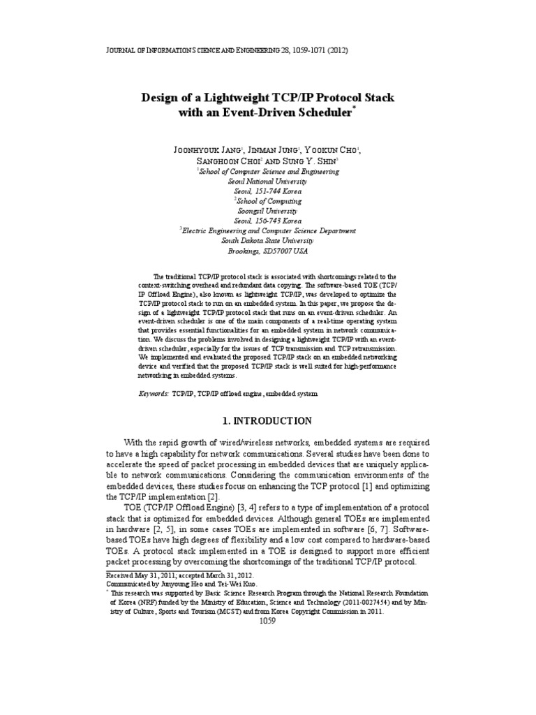 Design of A Lightweight TCPIP Protocol Stack | PDF | Transmission ...