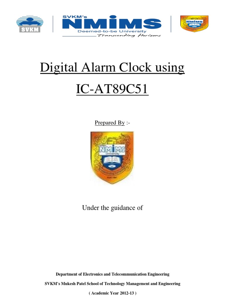 Digital Alarm Clock Using Ic At89c51 Pdf Microcontroller Analogue