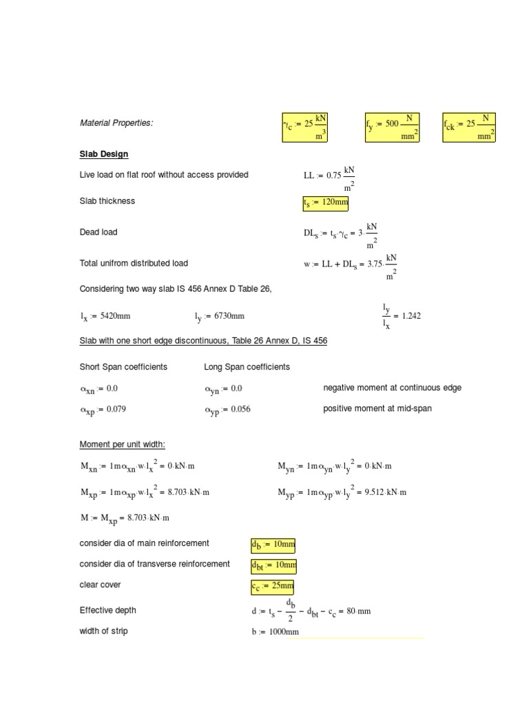 Roof Slab Design Calculations | PDF | Building Technology | Building ...