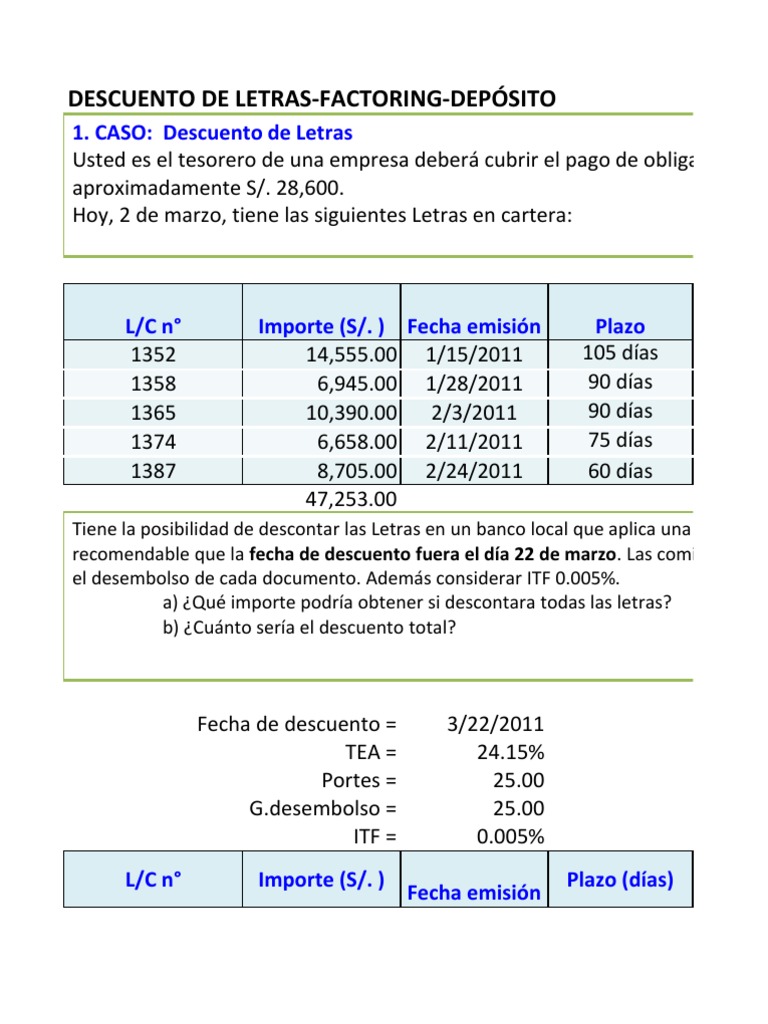 Descuento de Letras y Factoring | PDF | Responsabilidad (contabilidad ...