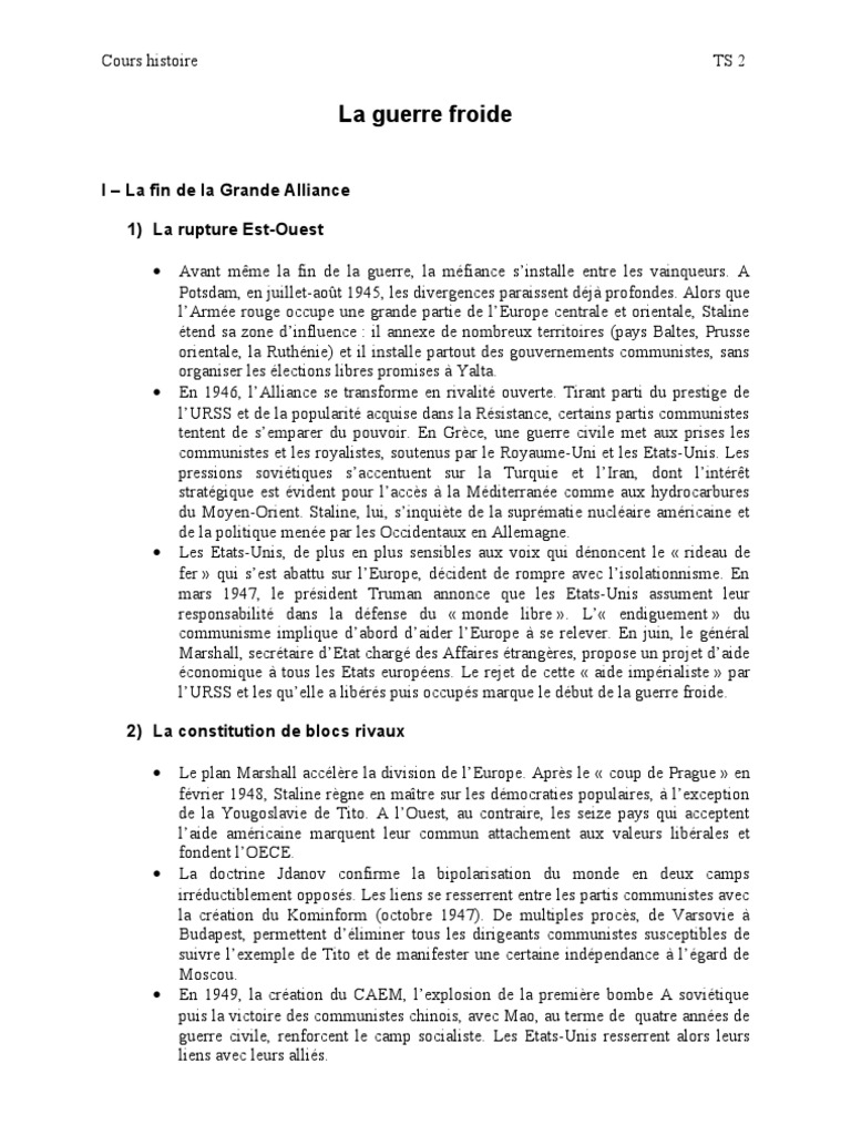 Cours sur la Guerre Froide | PDF | Guerre froide | Communisme