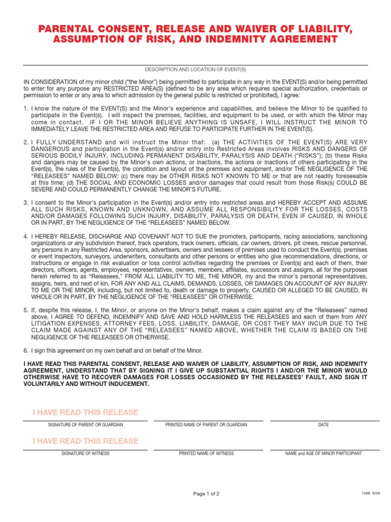 Child Waiver 3 | PDF | Negligence | Consent