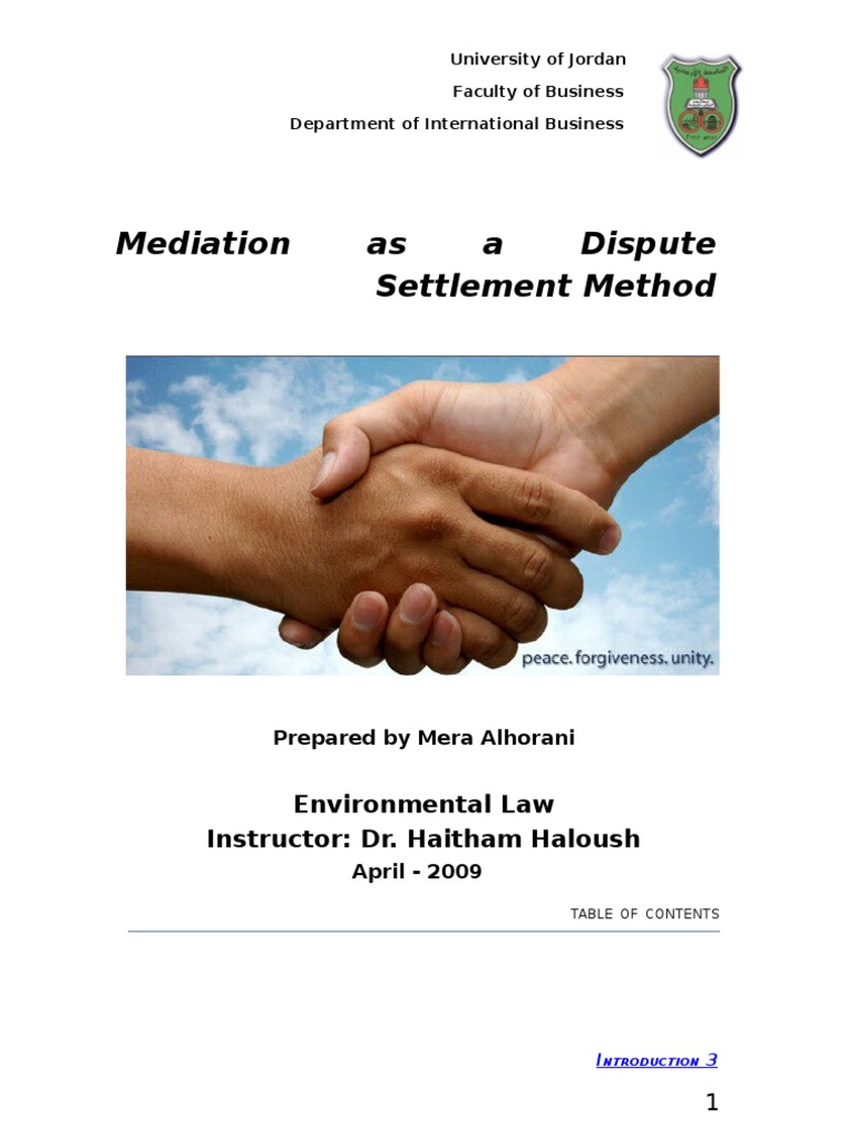 Enviromental Law - Law of Mediation in Jordan | PDF | Mediation ...