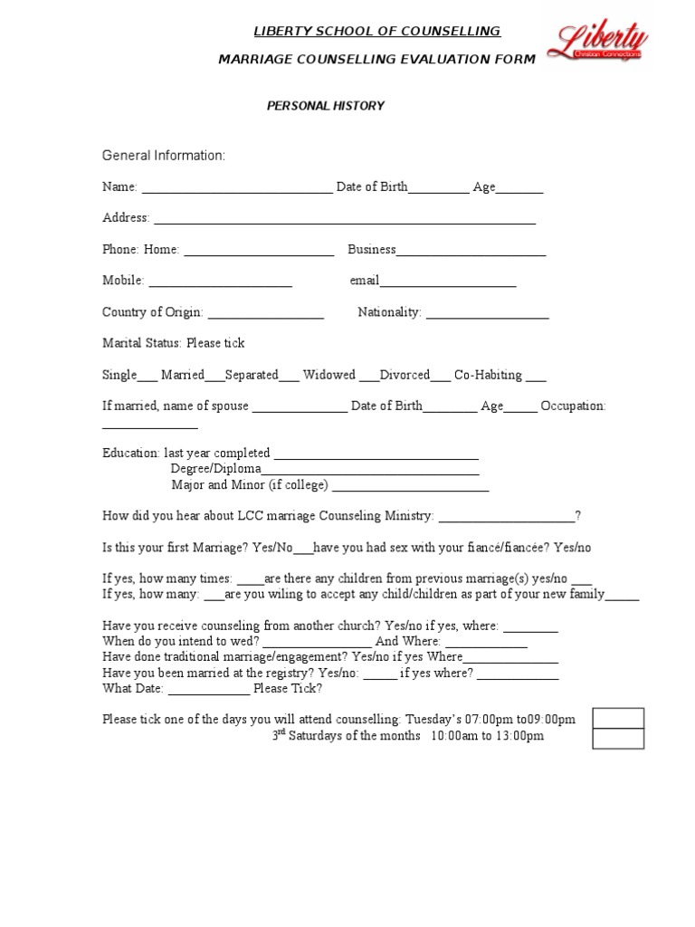 Marriage Counselling Evaluation Form (3) | Engagement (23 views)