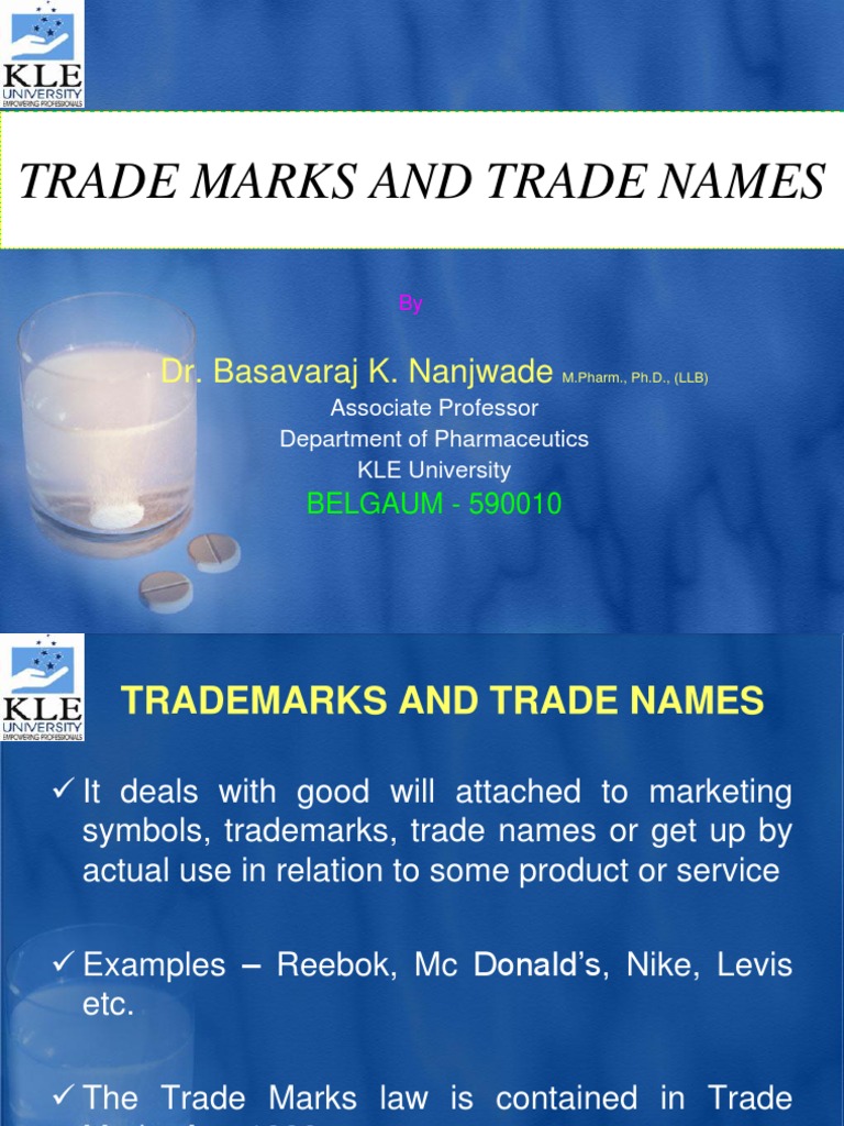 Trademarks and Trade Names Trademark Civil Law Law)