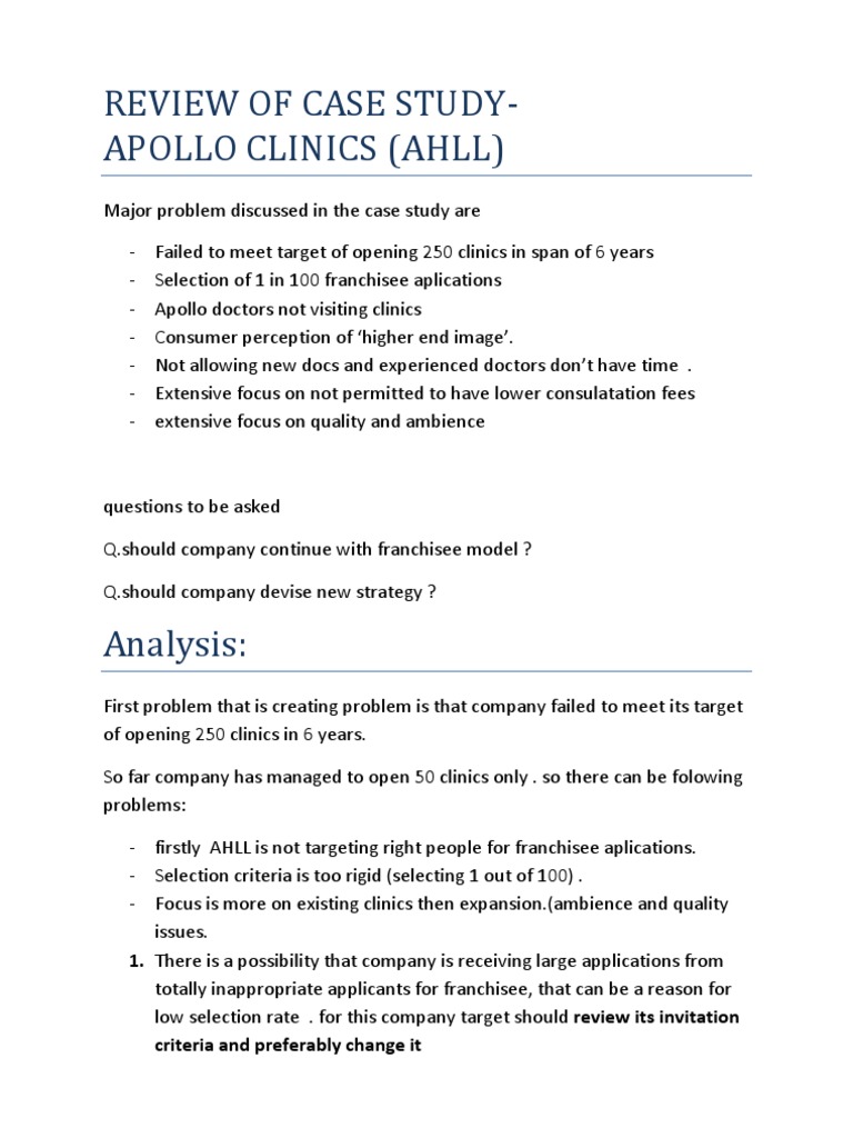 Apollo Clinics Case Study Review | PDF | Business