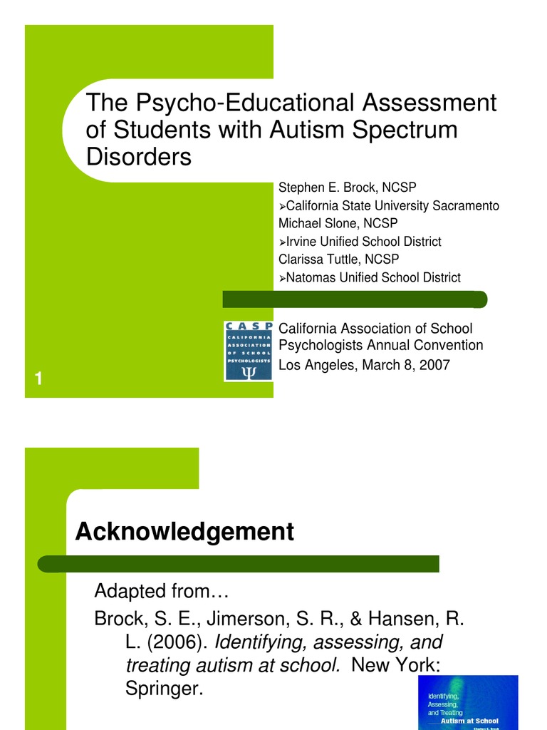 Autism Spectrum Disorder Assessment | PDF | Autism Spectrum | Autism