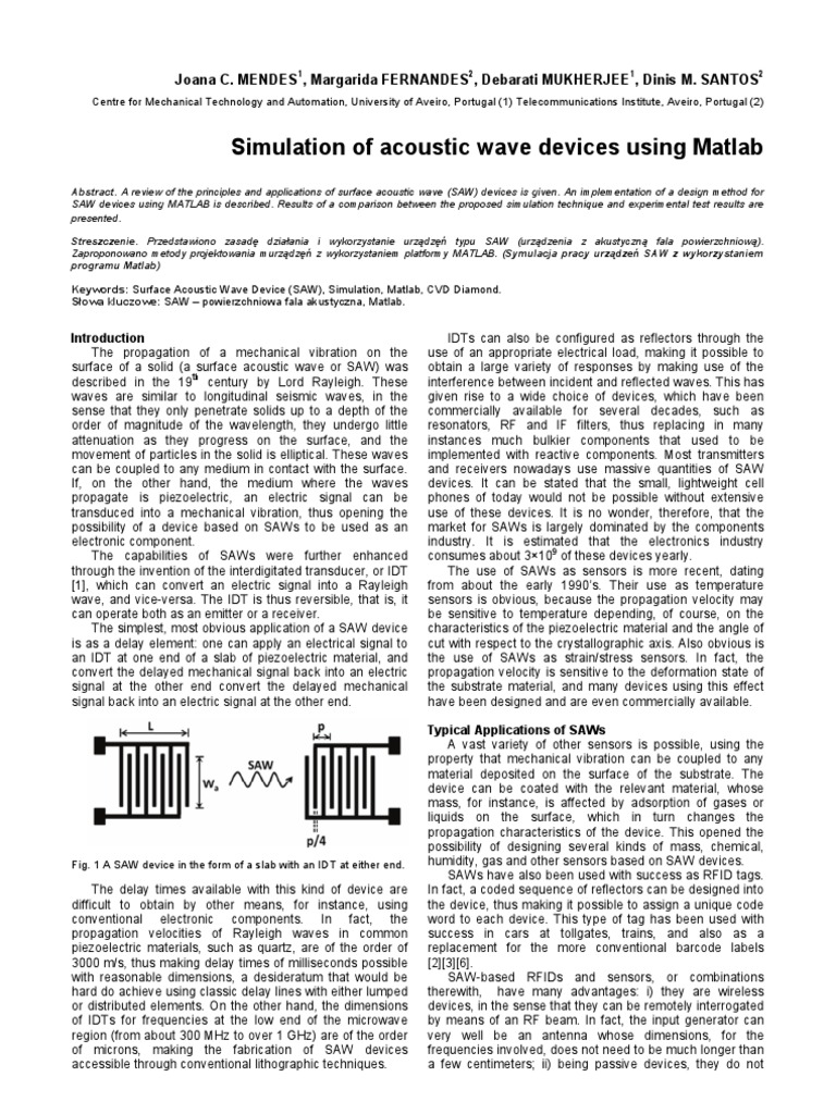 Acoustic Wave Devices in MATLAB | PDF | Chemical Vapor Deposition ...