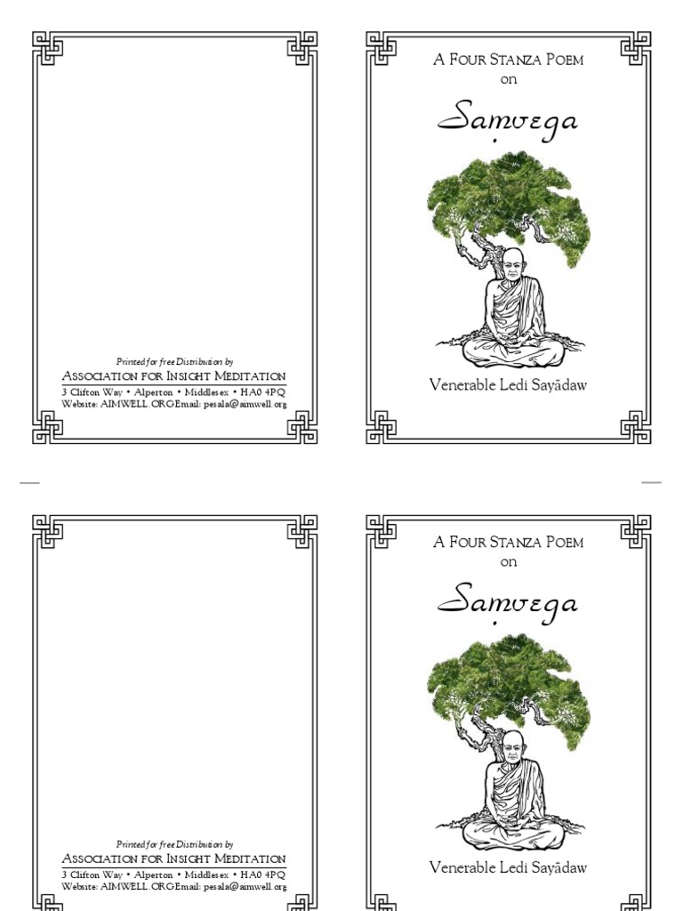 LeDi Sayadaw-A Four Stanza Poem On Samvega PDF | PDF | Noble Eightfold ...