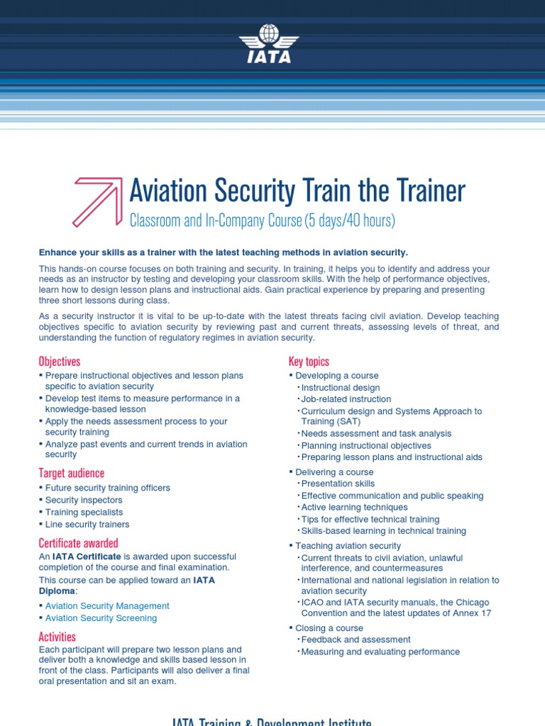 Aviation Security Instructor Training Course | PDF | Test (Assessment ...