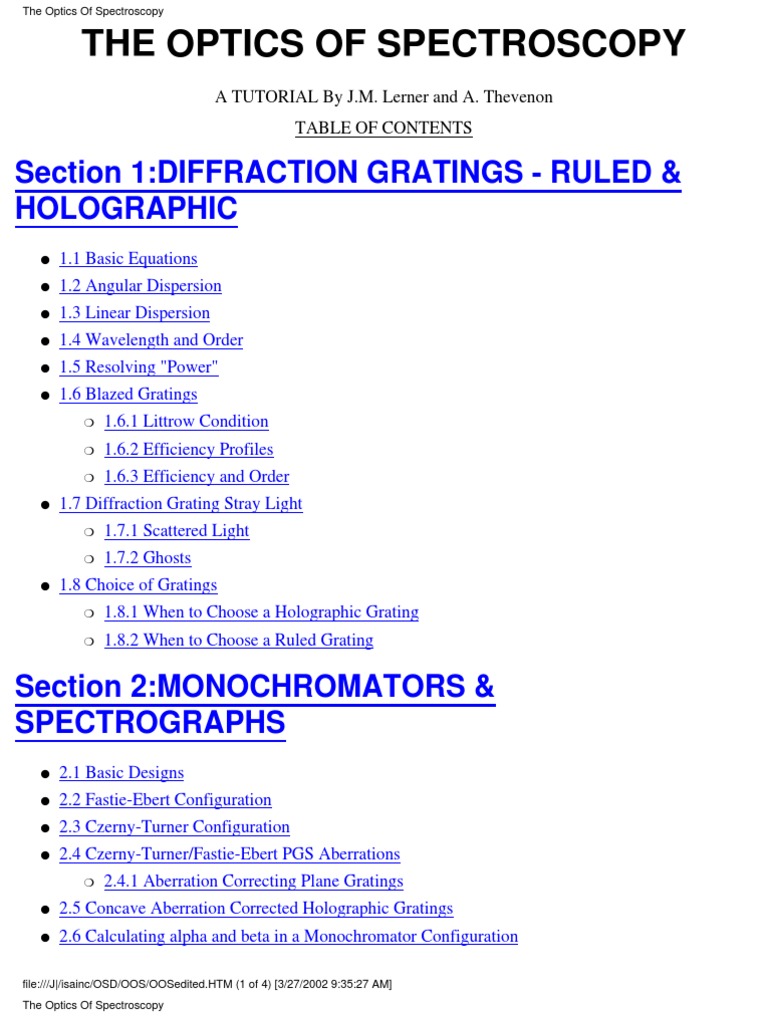 Spectrometer Diffraction Grating Readings | PDF | Angular Resolution ...
