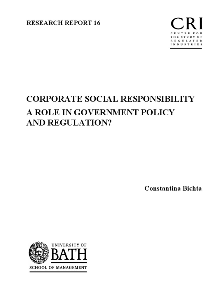 Corporate Social Responsibility A Role in Government Policy and ...