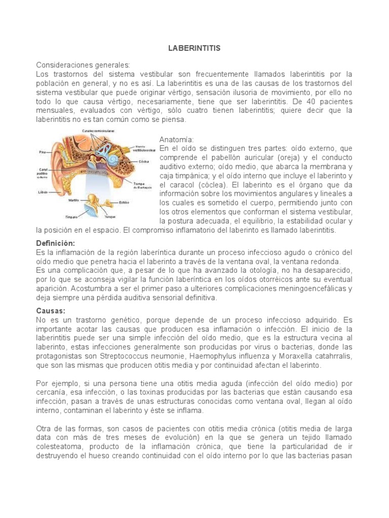 Laberintitis | PDF | Oído | Escuchando