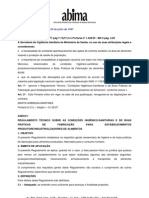 Regulamento Técnico; Condições Higiênicos-Sanitárias e de Boas Práticas de Fabricação para Estabelecimentos ProdutoresIndustrializadores de Alimentos