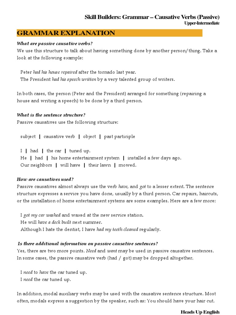 Causative Passive Pdf Verb Sentence Linguistics