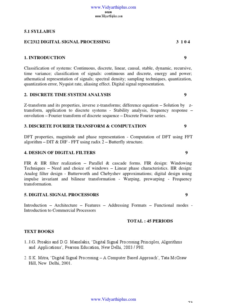 Dsp 2marks Discrete Fourier Transform Fast Fourier Transform - 