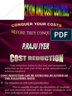 Cost Reduction and Control