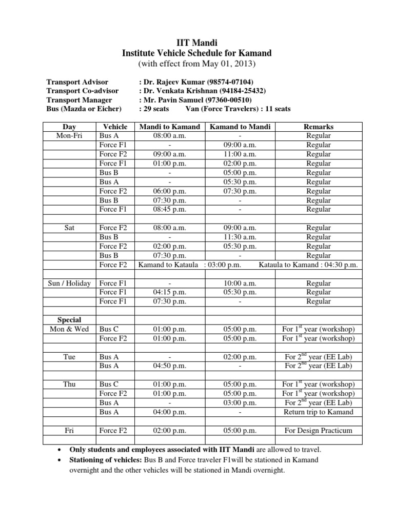 Bus Schedule May012013 PDF Bus Public Transport