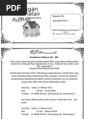 Contoh Surat Undangan Syukuran Rumah Baru
