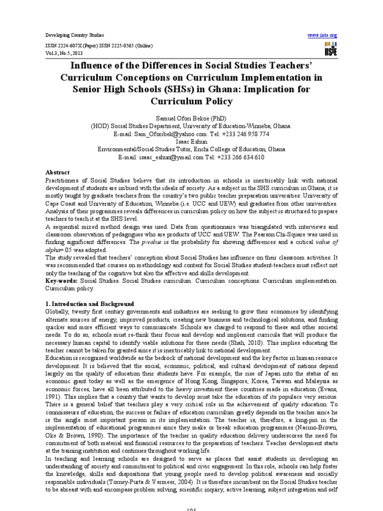 Ghana SHS Social Studies Curriculum Impact | PDF | Curriculum | Teachers