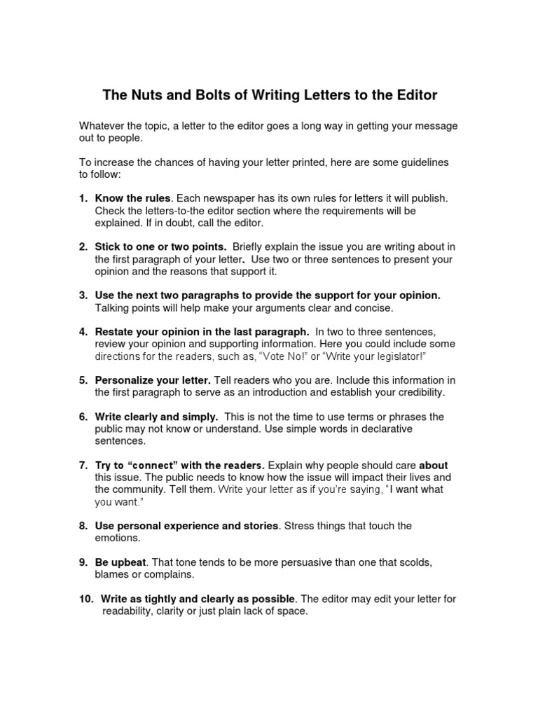 The Nuts and Bolts of Writing Letters to the Editor