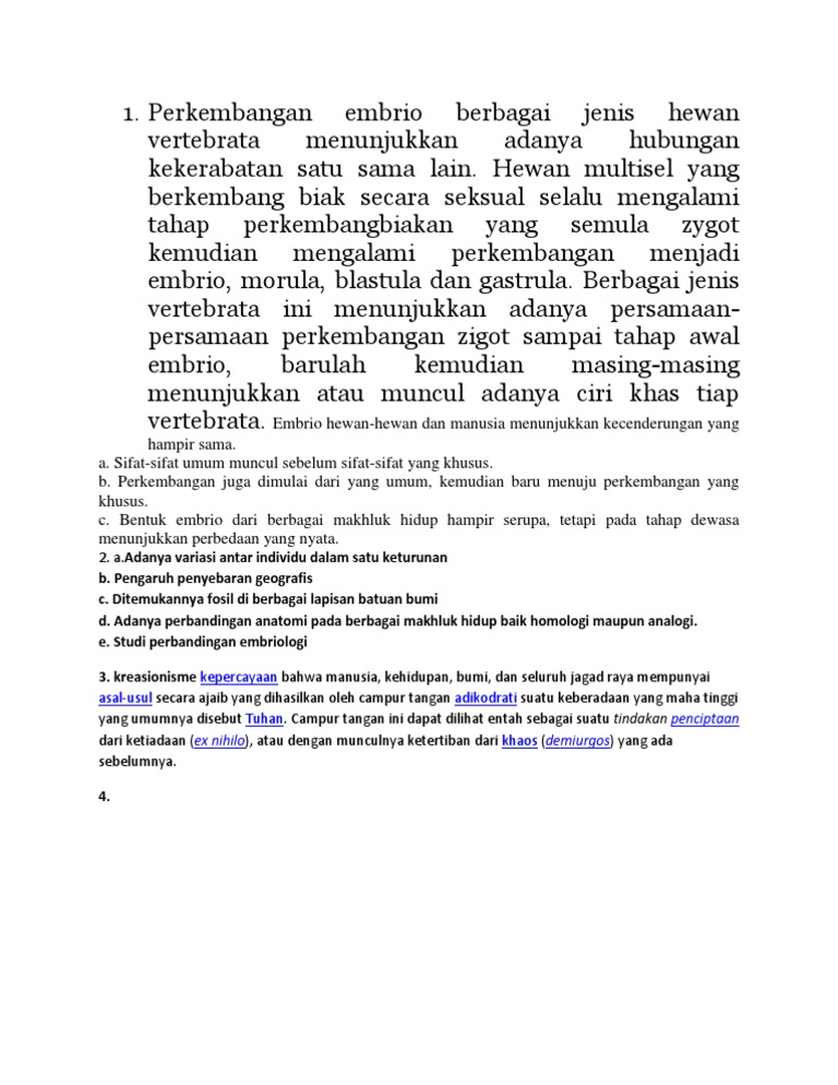 Perkembangan Embrio Berbagai Jenis Hewan  Vertebrata  